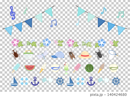 夏に使えるかわいいガーランドと飾り罫のセット 夏に使えるかわいいガーランドと飾り罫のセット 140424680