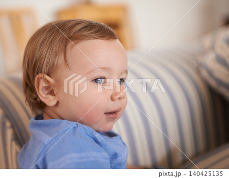 Baby boy, smile and face profile in sofa relaxing, resting and sitting in living room. Adorable child, growth and development at home kid or infant, happiness and casual outfit or clothes in house Baby boy, smile and face profile in sofa relaxing, resting and sitting in living room. Adorable child, growth and development at home kid or infant, happiness and casual outfit or clothes in house 140425135