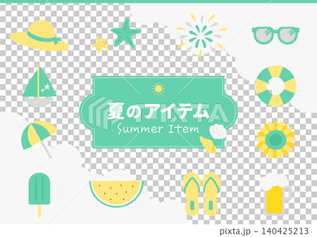 Set of icon illustrations for classic summer items Set of icon illustrations for classic summer items 140425213