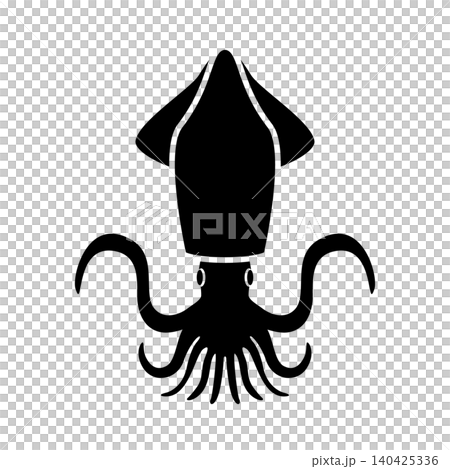 シンプルなモノクロのイカのベクターイラスト シンプルなモノクロのイカのベクターイラスト 140425336