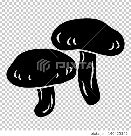 シンプルなしいたけのモノクロベクターイラスト 140425341