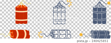 A set of materials for a bundle of lit dynamite. A set of materials for a bundle of lit dynamite. 140425851