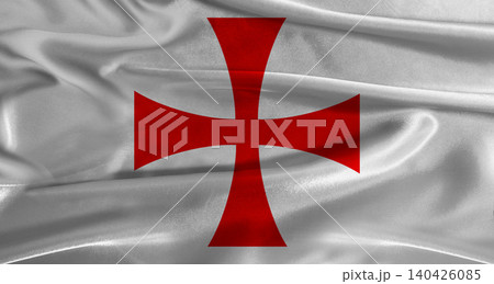 Banner of the Knights Templar with fabric textured background. Close up of medieval banner of the Knights Templar with realistic texture Banner of the Knights Templar with fabric textured background. Close up of medieval banner of the Knights Templar with realistic texture 140426085