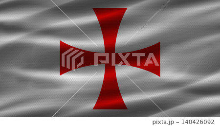 Knights Templar banner with fabric texture. Realistic banner of the Knights Templar waving Knights Templar banner with fabric texture. Realistic banner of the Knights Templar waving 140426092