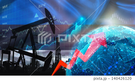 Global oil growth with Estonian flag. International oil exports with Estonia flag on the economic chart Global oil growth with Estonian flag. International oil exports with Estonia flag on the economic chart 140426120