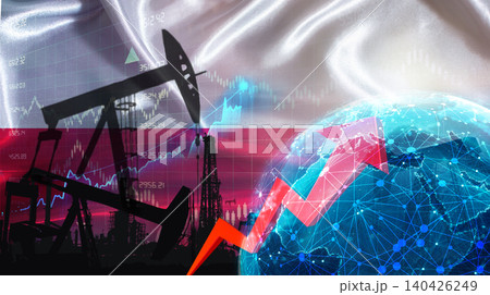 Global oil growth with Polish flag. International oil exports with Poland flag on the economic chart Global oil growth with Polish flag. International oil exports with Poland flag on the economic chart 140426249