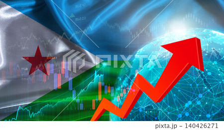 Global financial growth with Djibouti flag. Financial growth with Djibouti flag on economic background Global financial growth with Djibouti flag. Financial growth with Djibouti flag on economic background 140426271