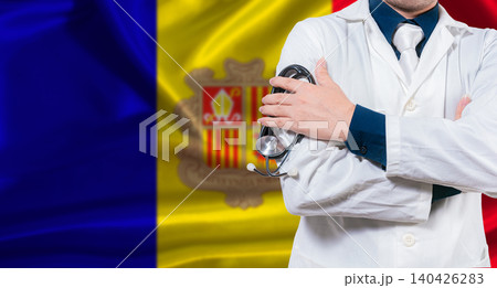 Andorran national health system, Medical professional holding sthetoscope isolated 140426283