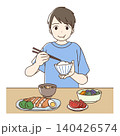バランスのよい食事をとる男の子のイラスト 140426574