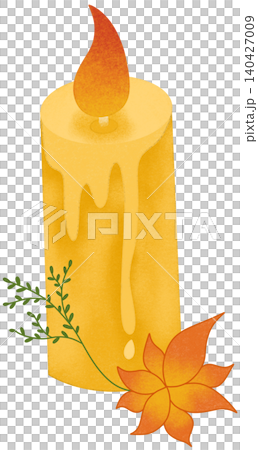 candle with flower and leaf 140427009