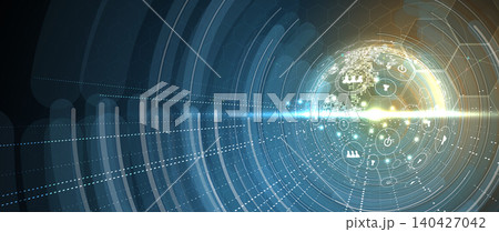 Abstract earth technology concept in dark network system 140427042