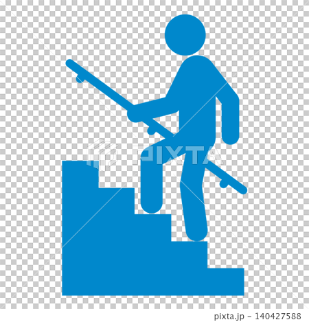 Stair handrail / Pictogram for caregiving, welfare, and barrier-free design Stair handrail / Pictogram for caregiving, welfare, and barrier-free design 140427588