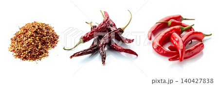 Red hot chili peppers isolated on a white background. Red hot chili peppers isolated on a white background. 140427838