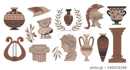 Ancient Greek vases with traditional pattern 140428266