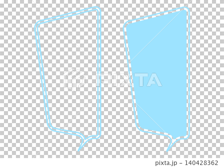 A set of simple, vertically elongated, cartoon-style light blue speech bubbles, comment boxes, vertical message boxes, and decorative frames. A set of simple, vertically elongated, cartoon-style light blue speech bubbles, comment boxes, vertical message boxes, and decorative frames. 140428362