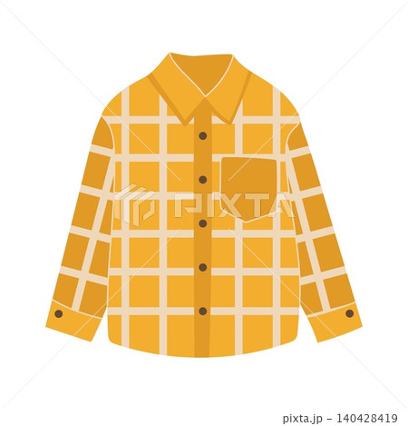 Yellow plaid flannel shirt autumn casual wear vector Yellow plaid flannel shirt autumn casual wear vector 140428419