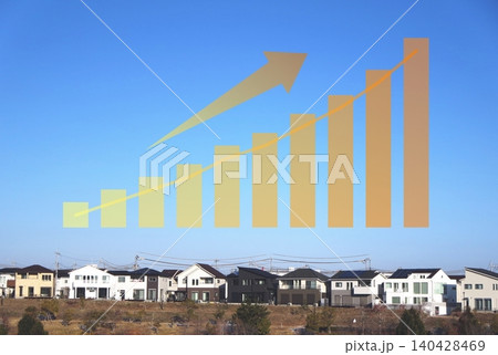 住宅やマンションの不動産価格の変動をグラフで表す画像 140428469
