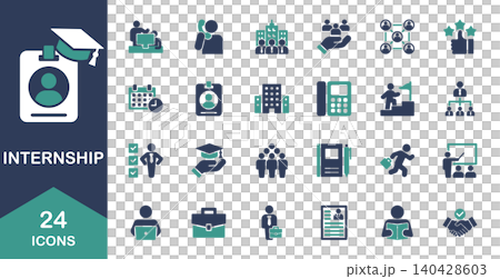 Icon set related to internships Icon set related to internships 140428603