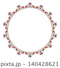 Elegant round frame with floral ornament. Greek key palmette. Eastern style. Floral round border frame. Egyptian, Assyrian, Greek motif. For plate, porcelain, classic border, textile, embroidery 140428621