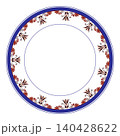 Vector Round frame with floral pattern. Greek key palmette. Eastern style. Classic ceramic or porcelain patterns often found in European, Asian, Egyptian, Assyrian, Greek. 140428622