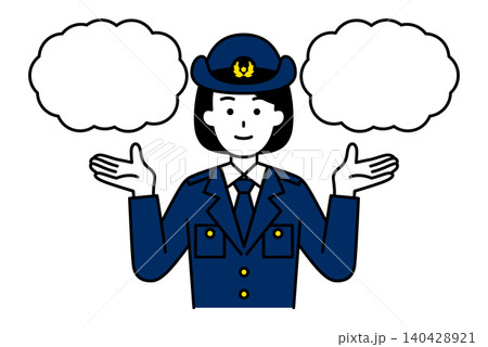 二つの選択肢を提案する女性警察官 二つの選択肢を提案する女性警察官 140428921