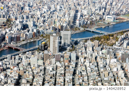 東京都墨田区吾妻橋付近を空撮 東京都墨田区吾妻橋付近を空撮 140428952