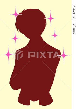 腕組みをしている男性 キラキラ シルエット 腕組みをしている男性 キラキラ シルエット 140429579