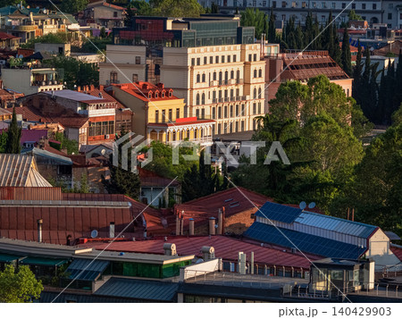 Roofs of houses in old Tbilisi. A pattern with the architecture of the city. Georgia. 140429903