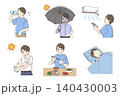 熱中症対策・健康管理をする男の子のイラストセット 140430003