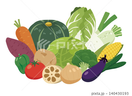新鮮な野菜の詰め合わせのベクターイラスト 新鮮な野菜の詰め合わせのベクターイラスト 140430193
