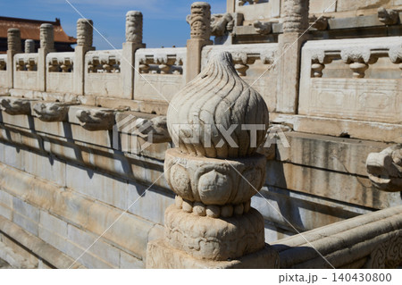 Close-up of carved marble ornament in the Forbidden City, Beijing, China. 140430800