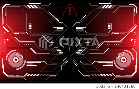 HUD sci-fi interface screen view white circular geometric design virtual futuristic technology creative display on red vector 140431366