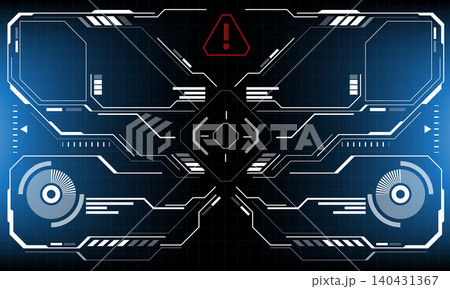 HUD sci-fi interface screen view white circular geometric design virtual futuristic technology creative display on blue vector HUD sci-fi interface screen view white circular geometric design virtual futuristic technology creative display on blue vector 140431367