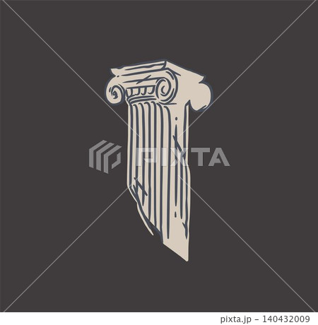 Hand drawn vector abstract outline,graphic,line art greek ancient sculpture old column line modern drawing.Antique classic statues in trendy bohemian style,outline design concept.Antique statue logo. 140432009