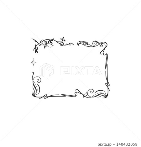 Hand drawn vector abstract outline,graphic,line vintage celebration ornament art nouveau frame in drawing elegant style.Elegant decoration vintage outline design isolated. Floral ornament border Hand drawn vector abstract outline,graphic,line vintage celebration ornament art nouveau frame in drawing elegant style.Elegant decoration vintage outline design isolated. Floral ornament border 140432059