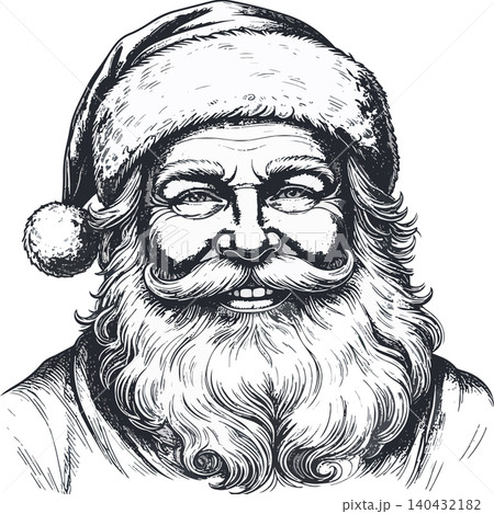 Santa claus smiling face portrait line art Santa claus smiling face portrait line art 140432182