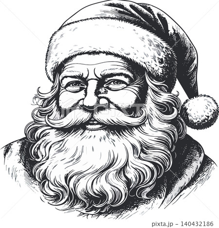 Santa claus portrait drawing with vintage engraving style 140432186