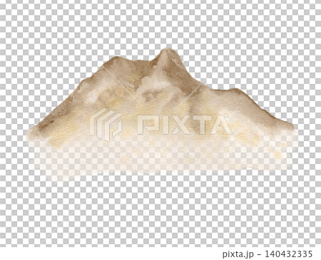 Watercolor mountain illustration pastel colors isolated. Hand drawn brown peak on white background. Minimalist artistic rock landscape element for nature or travel design, adventure. Mountain sketch. Watercolor mountain illustration pastel colors isolated. Hand drawn brown peak on white background. Minimalist artistic rock landscape element for nature or travel design, adventure. Mountain sketch. 140432335