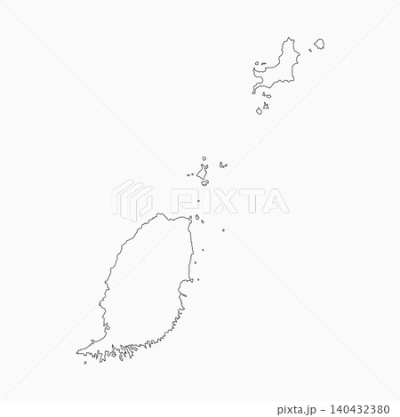 Vector outline map of Grenada, line border country 140432380