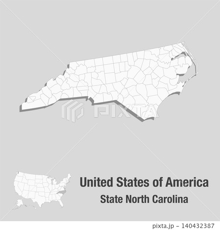 Detailed vector map the USA - State North Carolina 140432387