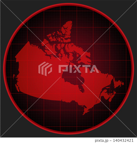 Vector map of Canada on the radar screen Vector map of Canada on the radar screen 140432421
