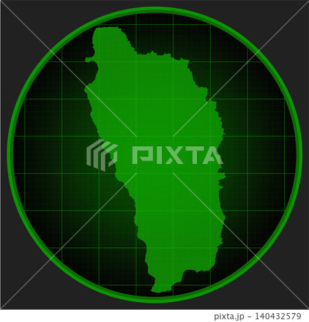 Vector map of Dominica on the radar green screen 140432579