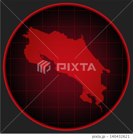 Vector map of Costa Rica on the radar screen Vector map of Costa Rica on the radar screen 140432621