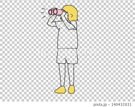 双眼鏡を覗く子ども 双眼鏡を覗く子ども 140432831