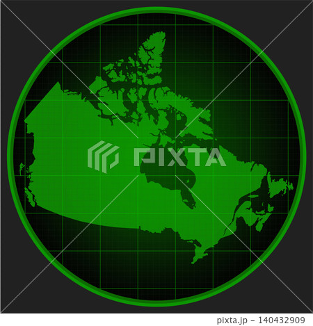 Vector map of Canada on the radar green screen Vector map of Canada on the radar green screen 140432909