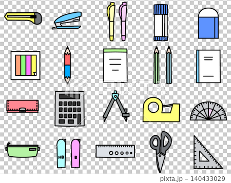 文房具のイラストセット 文房具のイラストセット 140433029