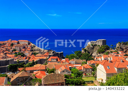 Aerial view of the old town of Dubrovnik and the Adriatic Sea, Croatia Aerial view of the old town of Dubrovnik and the Adriatic Sea, Croatia 140433222