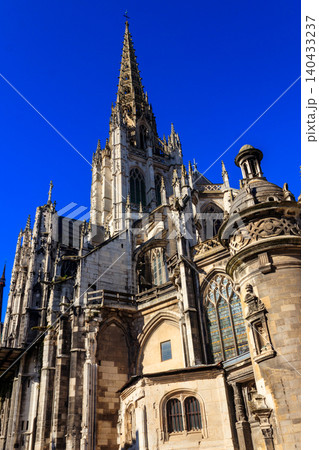 The church of Saint-Maclou church in Rouen, France. One of the best examples of the Flamboyant style of Gothic architecture in France 140433237