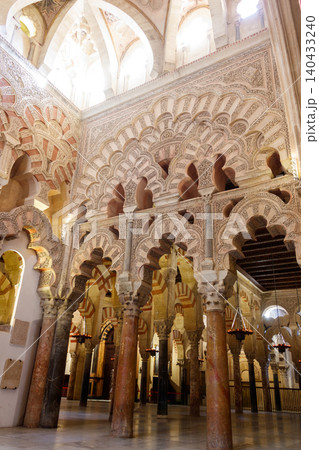 Interior of the Great Mosque-Cathedral, also called the Mezquita in Cordoba, Andalusia, Spain 140433240