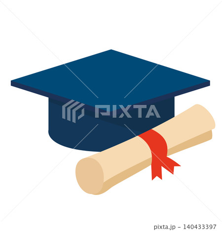 Graduation Cap and Diploma on a Table for a Ceremony Celebration in a School Environment Graduation Cap and Diploma on a Table for a Ceremony Celebration in a School Environment 140433397